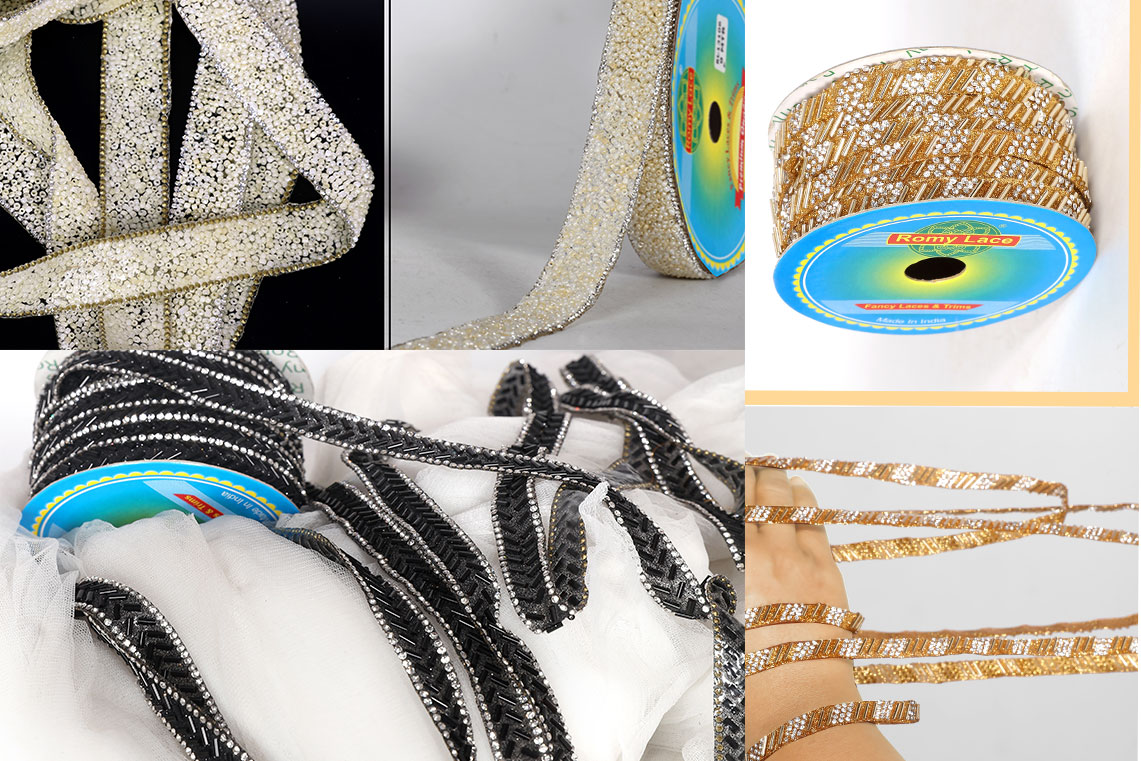 Hotfix Rhinestone Trimmings - Romy Lace - Best Lace Manufacturer in Surat, India